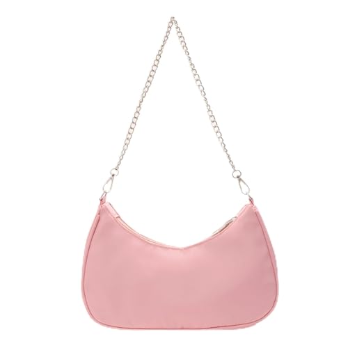 jonam Umhängetasche Solid Color Shoulder Wallet Underarm Bag Tote Bag Black White Pink Tote Bag (Color : Pink) von jonam