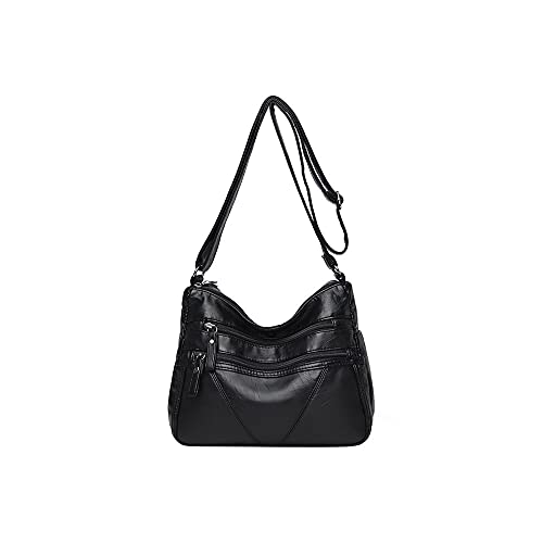 jonam Umhängetasche Solide Farbe Große Frauen Reisetaschen Büro Damen Multi Taschen Umhängetasche Damen Große Kapazität Einkaufstasche (Color : Black) von jonam