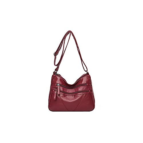 jonam Umhängetasche Solide Farbe Große Frauen Reisetaschen Büro Damen Multi Taschen Umhängetasche Damen Große Kapazität Einkaufstasche (Color : Red) von jonam