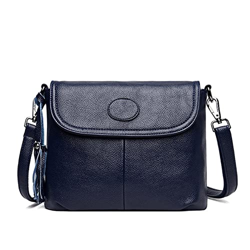 jonam Umhängetasche Tote Tasche Umhängetasche, Handtaschen Frauen Taschen Crossbody Taschen für Frauen Handtaschen, Weiche Leder Quaste Mutter Messenger Bag (Color : Blue) von jonam