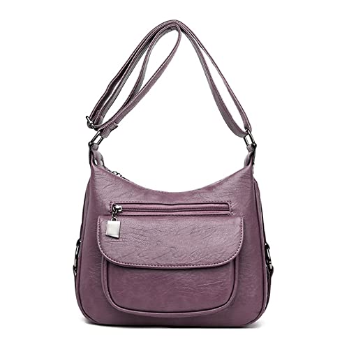 jonam Umhängetasche Umhängetasche Frauen mittleren Alters und älterer Umhängetasche, weiches Leder All-Match-einfache Mutter-Tasche, Damen Freizeit-Messenger Bag (Color : Purple) von jonam