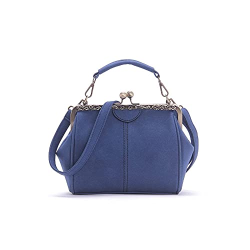 jonam Umhängetasche Umhängetaschen Frauen Matte PU Leder Clip Frauen Messenger Bag Weibliche Handtasche Damen Sack (Color : Blue) von jonam