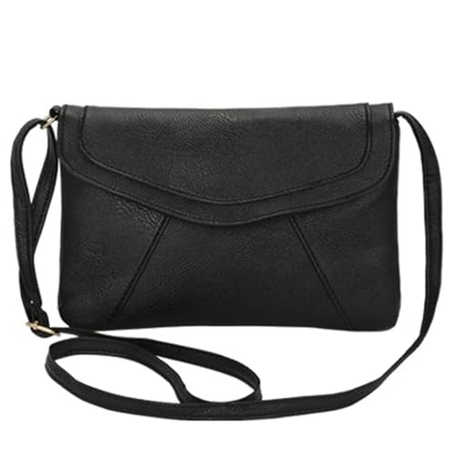 jonam Umhängetasche Vintage Leather Tote Bags Hot Sale Ladies Wedding Clutch Ladies Party Wallet Crossbody Shoulder (Color : Black) von jonam