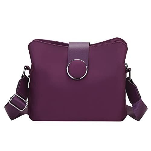 jonam Umhängetasche Vintage Nylon wasserdichte Umhängetasche, Frauen wilde Crossbody Bag Simple Messenger Bag, tägliche weibliche Handtasche Reise Dame Geldbörse (Color : Purple) von jonam