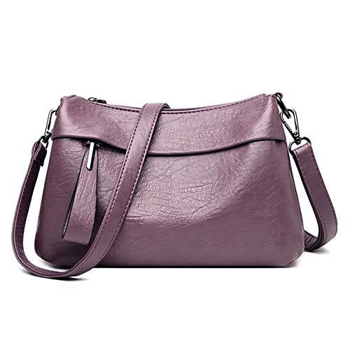 jonam Umhängetasche Vintage Umhängetasche Schafsleder Handy-Schulter-Beutel, Taschen Messenger-Mode zum täglichen Gebrauch für Frauen Wallet HandBags (Color : Purple) von jonam