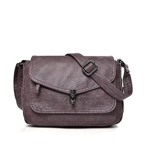 jonam Umhängetasche Vintage Weiche Leder Frauen Umhängetaschen, Handtaschen Frauen Taschen, Kleine Crossbody Taschen für Frauen Messenger Bag (Color : PURPLE) von jonam