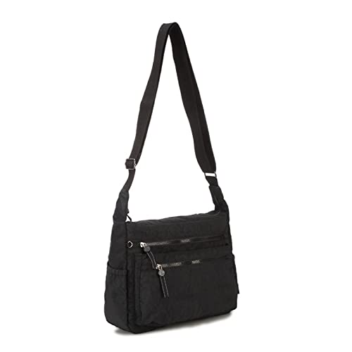 jonam Umhängetasche Waterproof Nylon Women Messenger Bags Small Purse Shoulder Bag Female Crossbody Bags Handbags High Quality Tote (Color : Black, Size : 30x12x28cm 943) von jonam