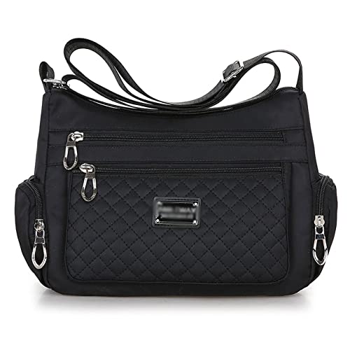 jonam Umhängetasche Waterproof Nylon Women Messenger Bags Vintage Ladies Handbag Female Crossbody Bags Shoulder Bags (Color : Black) von jonam