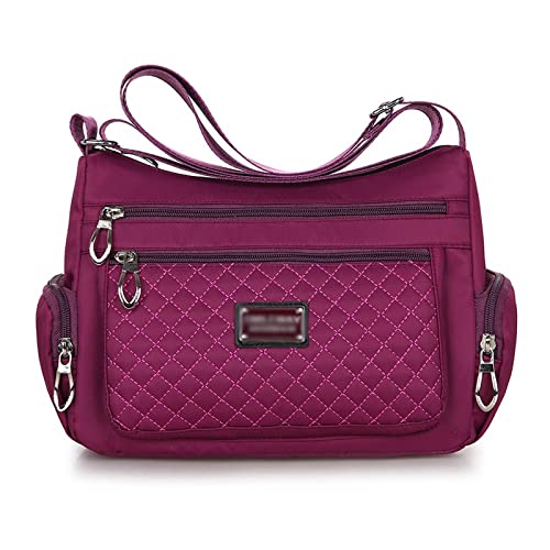 jonam Umhängetasche Waterproof Nylon Women Messenger Bags Vintage Ladies Handbag Female Crossbody Bags Shoulder Bags (Color : Purple) von jonam