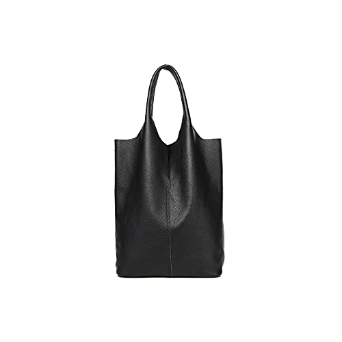 jonam Umhängetasche Weiche Leder Frauen Umhängetasche Lässig Weibliche Tasche Große Dame Handtasche Rindsleder (Color : Black) von jonam