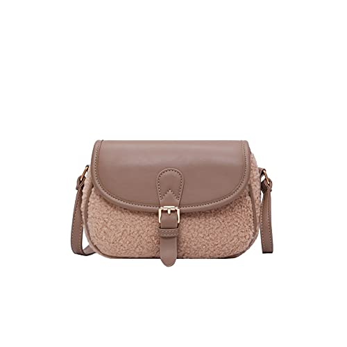 jonam Umhängetasche Winter Frauen Pelz Umhängetasche Damen Reißverschluss Haspe Crossbody Taschen Kleine Handtasche Messenger Bag (Color : Apricot) von jonam