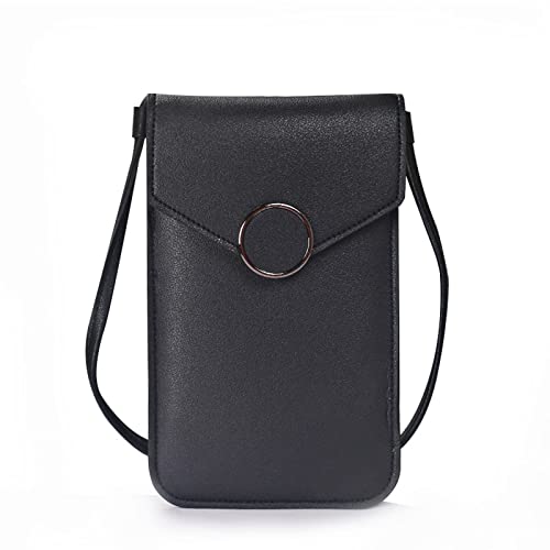 jonam Umhängetasche Women Bag For Phone Transparent Women Coin Purse Crossbody Shoulder Bag Cute Phone Bag Mini Heart Type Hasp Mobile Pouch (Color : Black) von jonam