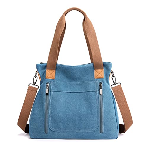 jonam Umhängetasche Women Bag Handbags Crossbody Canvas Bag For Woman Bag Canvas Shoulder Tote Female Handbags Lady Messenger Bags (Color : Blue) von jonam