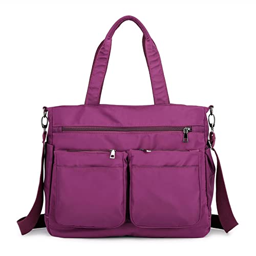 jonam Umhängetasche Women Handbags Waterproof Oxford Tote Casual Nylon Shoulder Bag Mummy Large Capacity Canvas Top-handle Messenger Bag (Color : Purple) von jonam