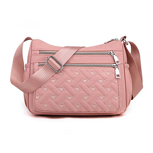 jonam Umhängetasche Women Messenger Bag Nylon Oxford Waterproof Shoulder Handbag Large Capacity Casual Travel Crossbody Bag (Color : Pink) von jonam