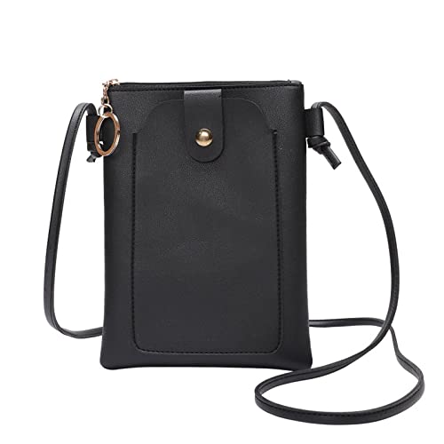 jonam Umhängetasche Women Mini Bag Small Coin Keychain Purses Mini Purse Zipper Thin Handbag (Color : Black) von jonam