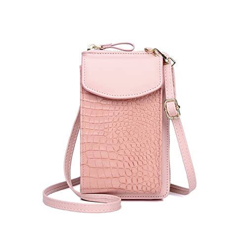 jonam Umhängetasche Women Mobile Phone Bag Ladies Small Crossbody Shoulder Wallet Bag PU Leather Card Holder Purse For Female (Color : Pink) von jonam