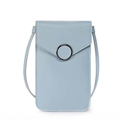 jonam Umhängetasche Women Phone Purse Simple Strap Wallets Smart Phone Shoulder Handbags Leather Casual Solid Crossbody Bag Touch Screen Bags Girl (Color : Blue) von jonam