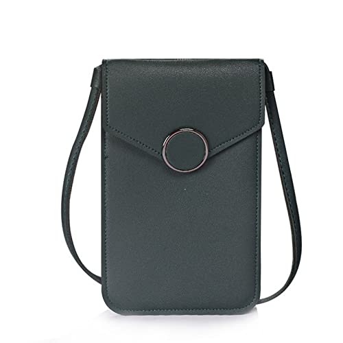 jonam Umhängetasche Women Phone Purse Simple Strap Wallets Smart Phone Shoulder Handbags Leather Casual Solid Crossbody Bag Touch Screen Bags Girl (Color : Green) von jonam