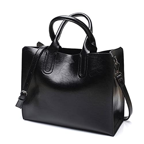 jonam Umhängetasche Women Shoulder Bag Female Causal Totes For Daily Shopping All-Purpose High Quality Dames Handbag Leather Bags For Women (Color : Black) von jonam