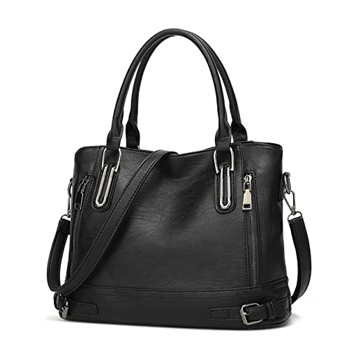 jonam Umhängetasche Women's Bags Female Handbags Retro Large Capacity Tote Bags Shoulder Messenger Pack Crossbody Handle Bag (Color : Black, Size : 33 X 13 X 26) von jonam