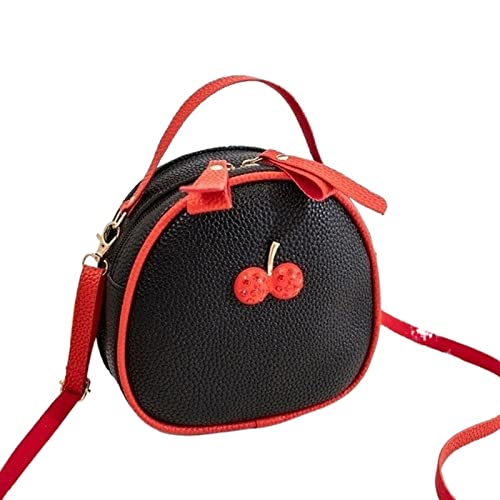 jonam Umhängetasche Women's Female Small Simple Cherry Crossbody Shoulder Bag Mini Backpack Handbag (Color : Black) von jonam