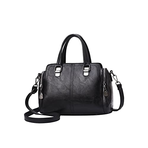 jonam Umhängetasche Women's Handbag Large Capacity Soft Leather Shoulder Messenger Bag Shoulder Bag Storage Bag (Color : Black) von jonam