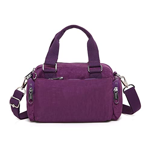 jonam Umhängetasche Women's Travel Shoulder Bag Nylon Foldable Multifunctional Travel Tote Messenger Bag Totes Handbag Crossbody Bags (Color : Purple) von jonam