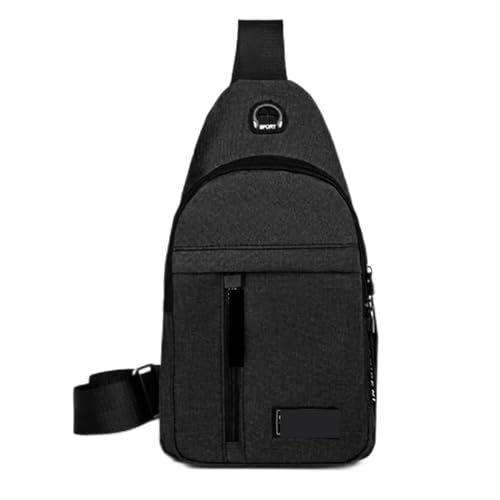 jonam Umhängetaschen für Herren Casual Men's Chest Bag Shoulder Bag Nylon Canvas Waist Bag Outdoor Sports Shoulder Bag (Color : Black) von jonam