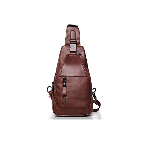 jonam Umhängetaschen für Herren Echtes Leder Brustpackungen für Männer Messenger Umhängetasche Männer Kleine Reisetasche Vintage Rindsleder Gelbe Handtaschen (Color : Coffee) von jonam