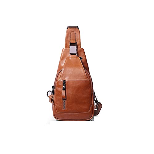 jonam Umhängetaschen für Herren Echtes Leder Brustpackungen für Männer Messenger Umhängetasche Männer Kleine Reisetasche Vintage Rindsleder Gelbe Handtaschen (Color : Yellow Brown) von jonam