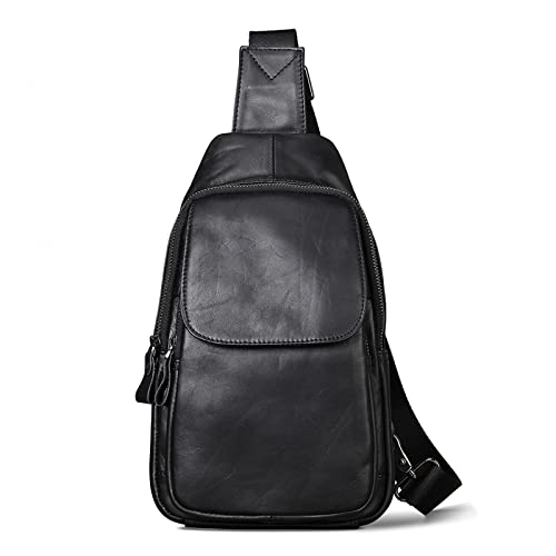 jonam Umhängetaschen für Herren Echtes Leder Brusttasche Lässige Herren Umhängetasche Vintage Umhängetaschen für Herren Umhängetaschen Designer Herren Geldbörse Schwarz von jonam