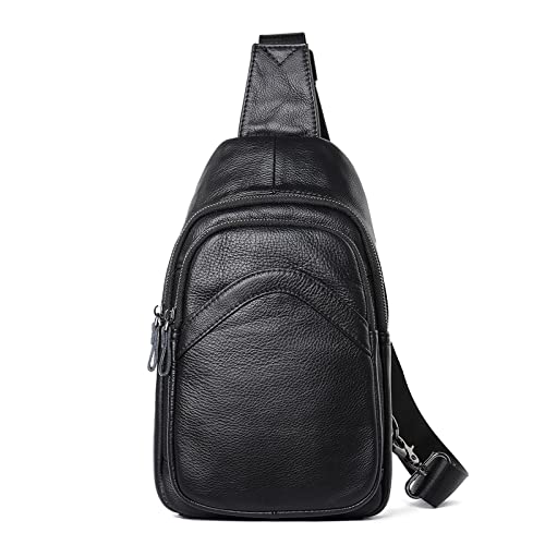 jonam Umhängetaschen für Herren Herren-Ledertasche für Herren-Brusttasche für Herren-Umhängetasche (Color : Black) von jonam