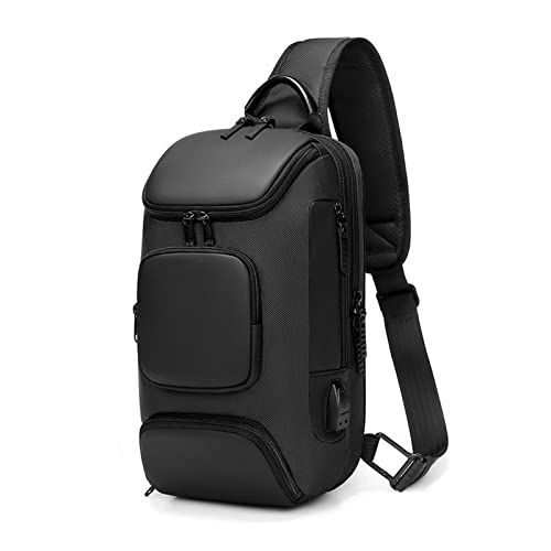 jonam Umhängetaschen für Herren Männer Multifunktions-Diebstahl-USB-Umhängetasche Reisetasche Messenger Crossbody Sling Chest Bag Pack für Männer Frauen Frauen (Color : Black) von jonam