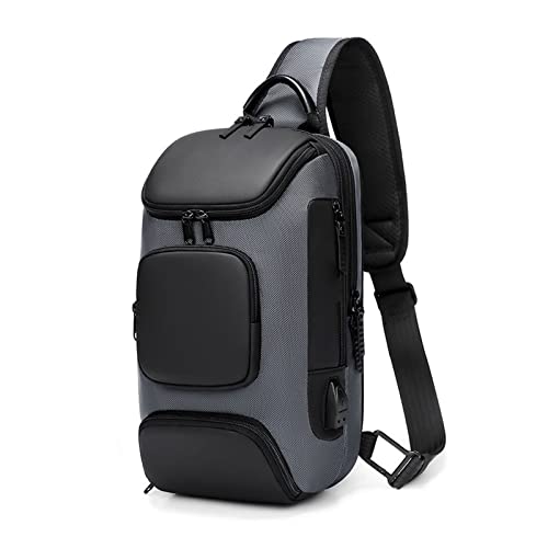 jonam Umhängetaschen für Herren Männer Multifunktions-Diebstahl-USB-Umhängetasche Reisetasche Messenger Crossbody Sling Chest Bag Pack für Männer Frauen Frauen (Color : Grijs) von jonam