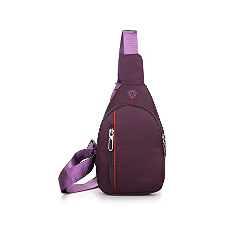 jonam Umhängetaschen für Herren Männliche mode männer mini nylon brust tasche ultralight kreuzkörper kopfhörer loch taschen wasserdicht lässig kleine männliche umhängetasche (Color : Purple) von jonam