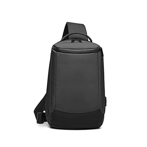 jonam Umhängetaschen für Herren Mens USB Charging Sling Bag Wasserabweisende Crossbody Bag Male Große Kapazität Umhängetasche Short Trip Messenger Bags (Color : Black) von jonam