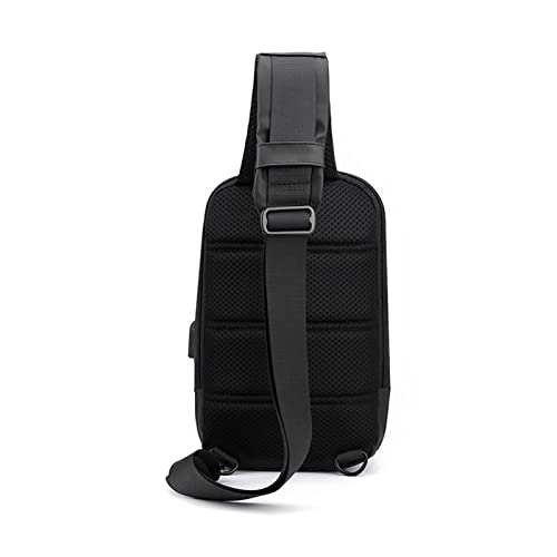 jonam Umhängetaschen für Herren Mens Waterproof USB Oxford Crossbody Bag Chest Bag for Male Sport Shoulder Sling Bag Multifunction Short Travel Messenger Pack (Color : Black) von jonam