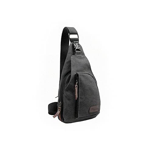 jonam Umhängetaschen für Herren Mode Männer Leinwand Schulter Messenger Bag Casual Brusttaschen Militärische Umhängetasche für Mann Multifunktions Kleine Reisetasche (Color : Black) von jonam