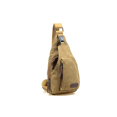 jonam Umhängetaschen für Herren Mode Männer Leinwand Schulter Messenger Bag Casual Brusttaschen Militärische Umhängetasche für Mann Multifunktions Kleine Reisetasche (Color : Khaki) von jonam