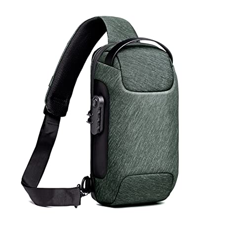 jonam Umhängetaschen für Herren Wasserdichte USB-Oxford-Umhängetasche für Herren, Anti-Diebstahl-Schloss, Schultertasche, Multifunktions-Kurzreise-Kuriertaschen (Color : Army Green) von jonam