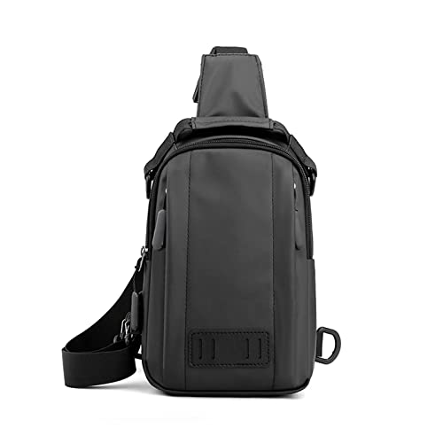 jonam Umhängetaschen für Herren Waterproof Oxford Chest Bag Mens Shoulder Bag High Quality Casual Male Backpack Multifuction Travel Men Cross Body Bag (Color : Black, Size : 16cmX6cmX26cm) von jonam