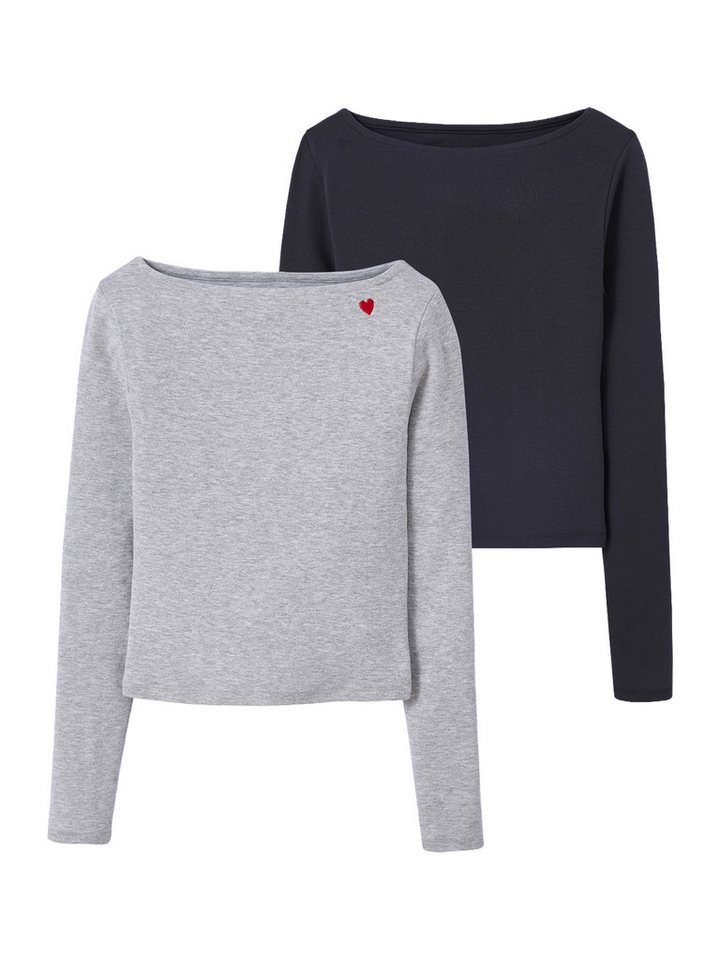 jonen Langarmshirt gerippte Mädchen Shirts 2er-Pack von jonen