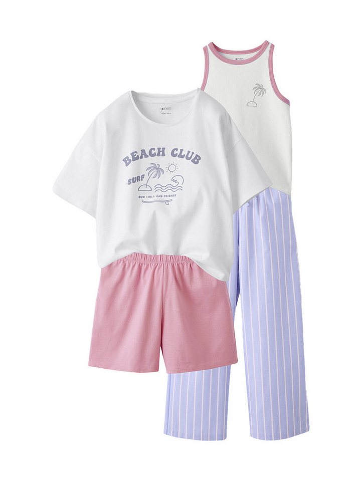 jonen Schlafanzug Mädchen Schlafanzüge lang & kurz 2er-Pack von jonen