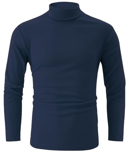 jonivey Herren Basic Rollkragenpullover, langärmelig, Thermo-Strick-T-Shirt - Blau - X-Groß von jonivey