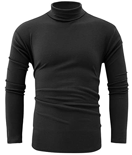 jonivey Herren Basic Rollkragenpullover Strickpullover Langarm Solid Casual T-Shirt Pullover Tops, 05schwarz, Mittel von jonivey