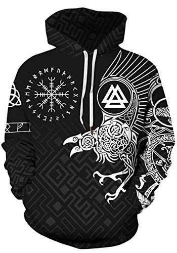 JooMeryer Herren Viking Totem 3D Druck Langarm Hoodies Pullover Sweatshirt - Schwarz - XXX-Large von joo meryer