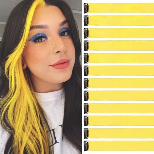 Gelb Haarsträhnen Zum Einklipsen 12 Stück 55 cm Haarsträhnen für Zöpfe/Flechtfrisuren Clip in Extensions Einzelne Strähnen Bunte Haarsträhnen Kinder Haarverlängerungen Zubehör Gelb Haarsträhnen Zum Einklipsen 12 Stück 55 cm Haarsträhnen für Zöpfe/Flechtfrisuren Clip in Extensions Einzelne Strähnen Bunte Haarsträhnen Kinder Haarverlängerungen Zubehör von jooceebaby