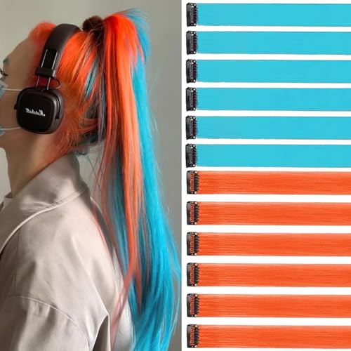 Orangerot/Mintblau Haarsträhnen Zum Einklipsen 12 Stück 55 cm Haarsträhnen für Zöpfe/Flechtfrisuren Clip in Extensions Einzelne Strähnen Bunte Haarsträhnen Kinder Haarverlängerungen Zubehör Orangerot/Mintblau Haarsträhnen Zum Einklipsen 12 Stück 55 cm Haarsträhnen für Zöpfe/Flechtfrisuren Clip in Extensions Einzelne Strähnen Bunte Haarsträhnen Kinder Haarverlängerungen Zubehör von jooceebaby