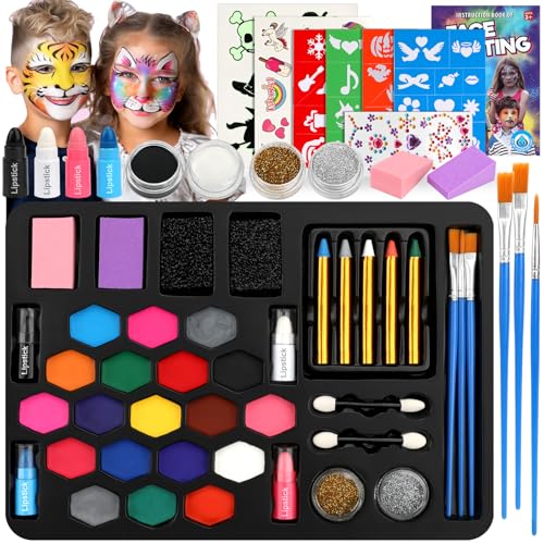 kinderschminke set, 21 Farben Kinderschminken set, Waschbar kinder schminke mit 5 Kinderschminke Stifte, 4 Lippenstift, 4 Schablonen und 2 Sticker, face paint für Karneval, Halloween, ab 3 Jahren kinderschminke set, 21 Farben Kinderschminken set, Waschbar kinder schminke mit 5 Kinderschminke Stifte, 4 Lippenstift, 4 Schablonen und 2 Sticker, face paint für Karneval, Halloween, ab 3 Jahren von jooful